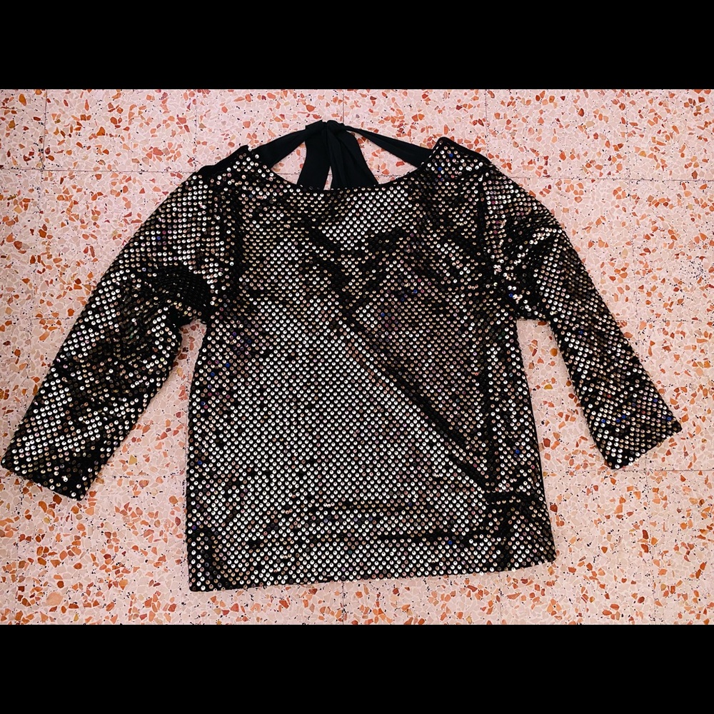 Sequined Black Top